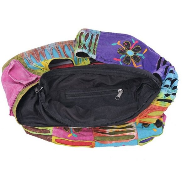 Floral and Razor Bohemian Hippie Boho Crossbody Hobo Bag - Picture 3 of 3